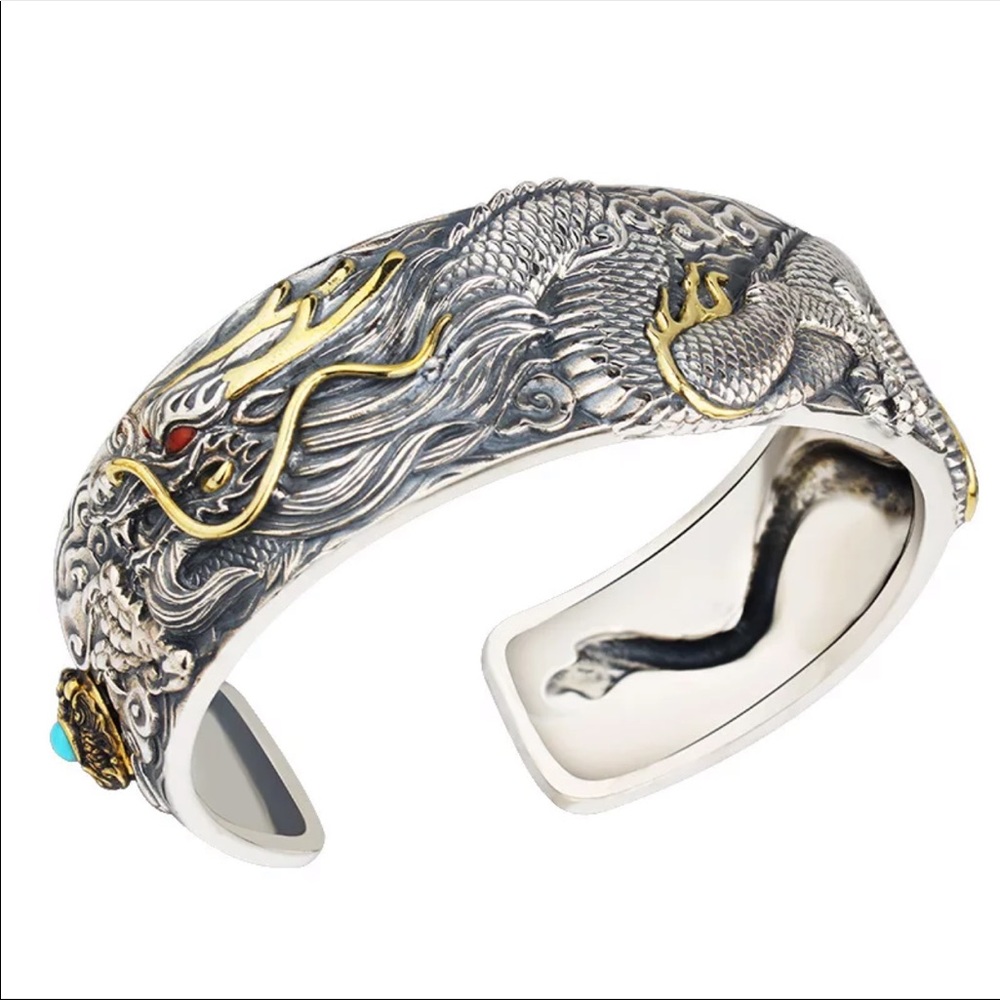New stainless steel mens silver bramble cuff - Picture 4 of 4